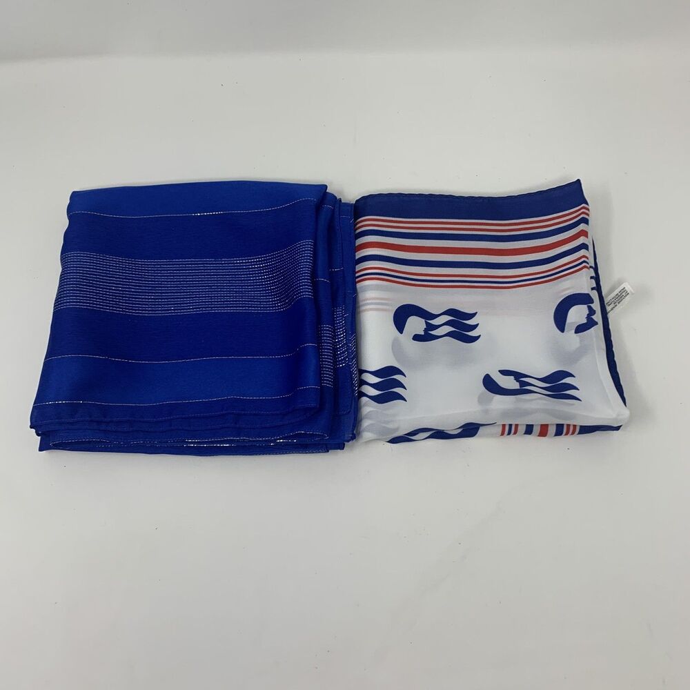 Princess Cruises Scarf Lot Womens One Size Blue Nautical Logo Square Italy